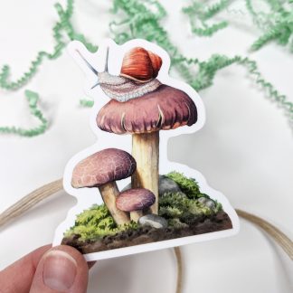 Snail and Mushroom Vinyl Waterproof Die Cut Sticker- 2.75 x 3.2 inch –  Kristy Guenther Art