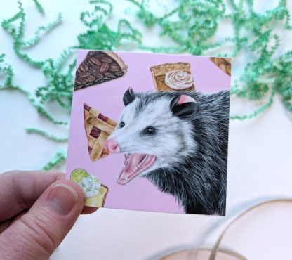 Cutie Pie Opossum 3 inch Square Waterproof Sticker