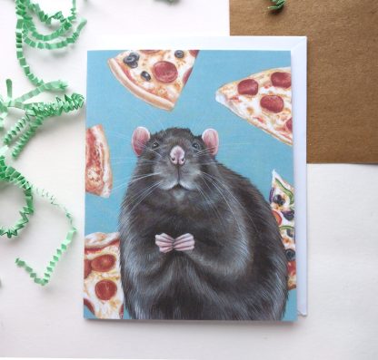 Pizza Rat 4.25 x 5.5" Greeting Card- Blank inside, with envelope