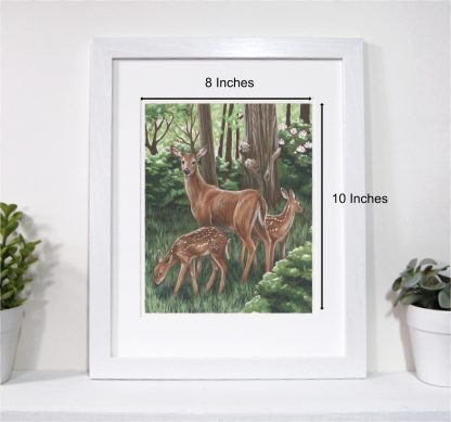 Doe and Fawns- 8x10 Inch Art Print - Image 2