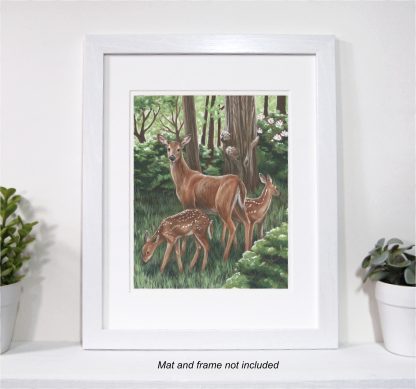 Doe and Fawns- 8x10 Inch Art Print