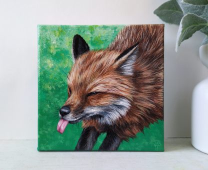 Fox Blep Acrylic Painting- 5x5 Inches