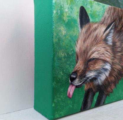 Fox Blep Acrylic Painting- 5x5 Inches - Image 2