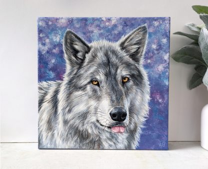 Wolf Blep Acrylic Painting- 8x8 Inches