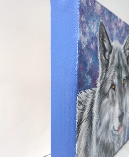 Wolf Blep Acrylic Painting- 8x8 Inches - Image 2